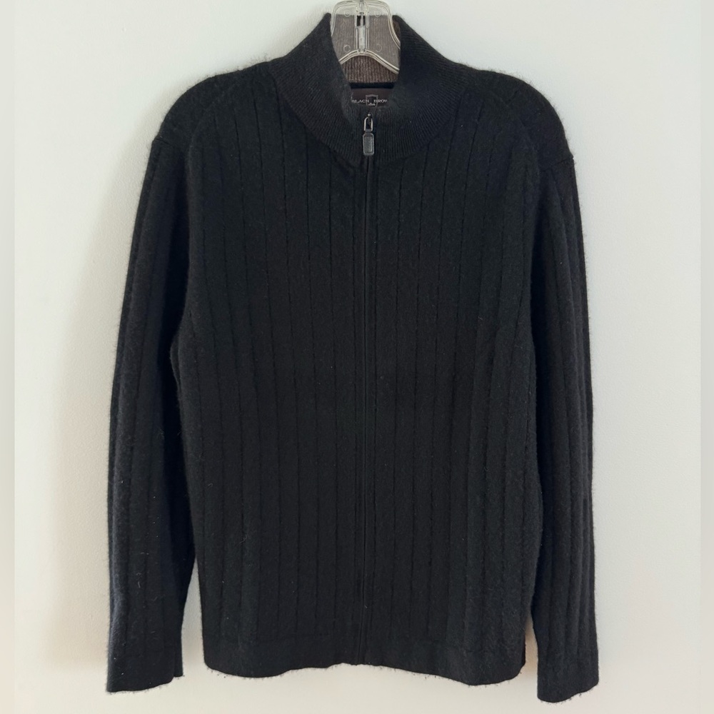 Black Brown 1826 100% Cashmere Black Zip-Up Sweater